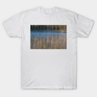 Forest reflecting to small lake at morning T-Shirt